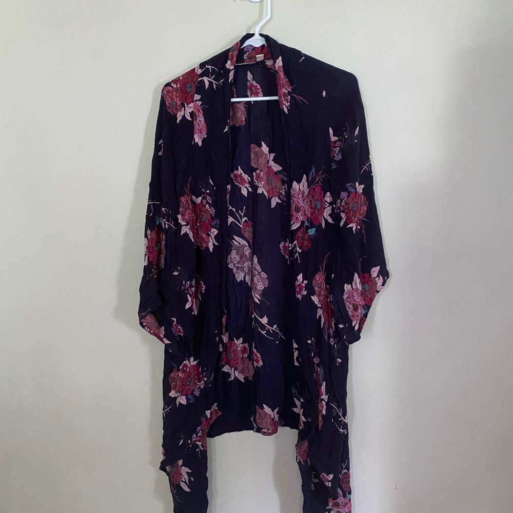 Miami Floral Kimono with Pink and Purple Accents